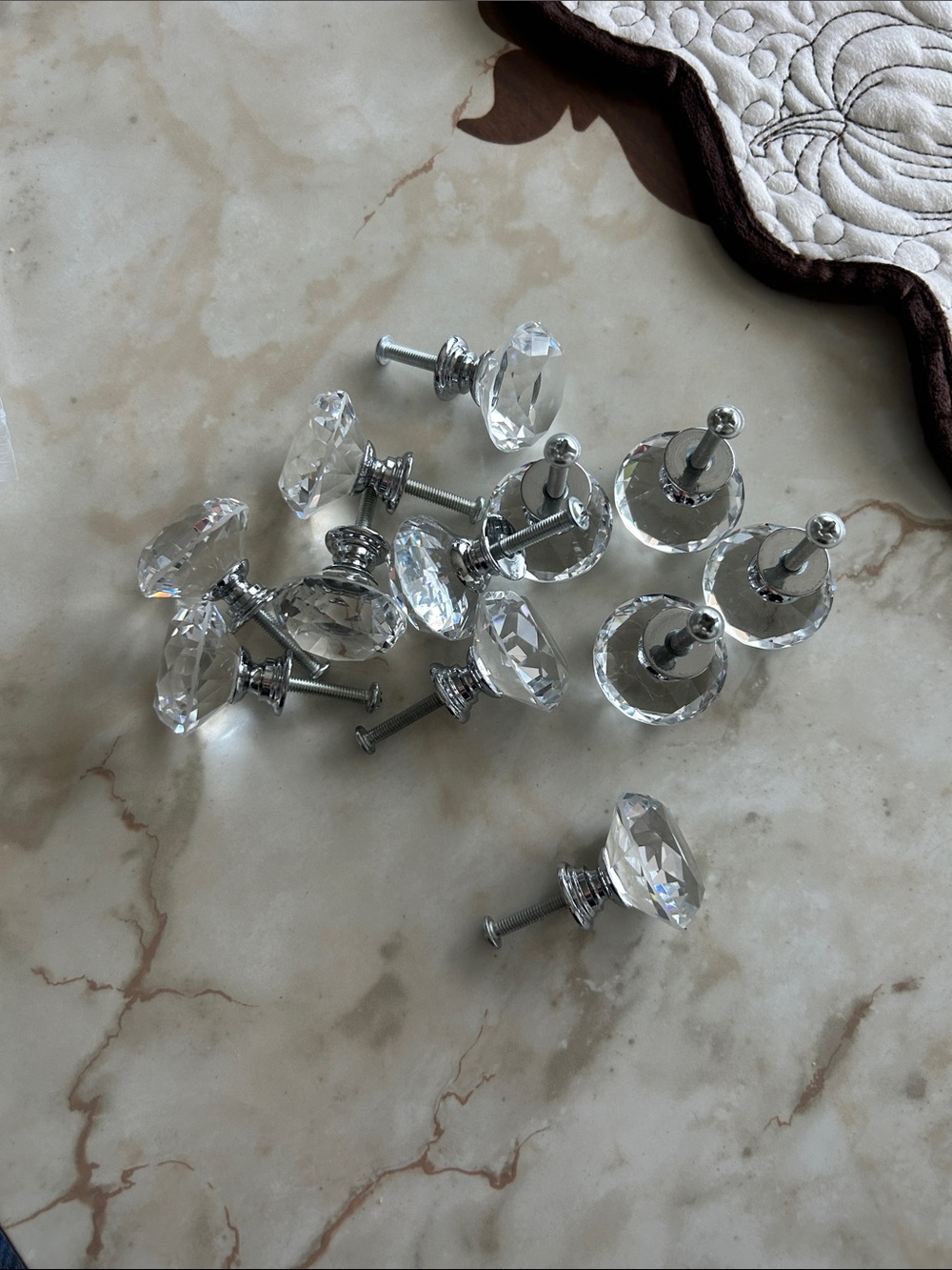 Crystal Glass dresser Knob - Clear Crystal and Silver Finish